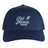 The Gulf Coast Fat Alberts Retro Trucker Cap by EMB S&S Activewear is a navy blue trucker hat with mesh back, embroidered "Fat Alberts Rugby" and rugby ball on the front, and an adjustable snapback closure.