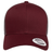 The S&S Activewear Retro Trucker Cap in maroon and gray features a front view, snapback closure, and a sticker on the brim.