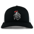 The Birmingham Iron Women's Football Retro Trucker Cap by EMB S&S Activewear features a black and white design with an embroidered team logo, adding classic appeal.