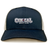 The CenCal Rugby Retro Trucker Cap by EMB S&S Activewear is a navy and white hat with "Cen Cal Rugby Club" embroidered on the front and features a classic adjustable snapback closure.