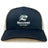 The EMB S&S Activewear NC Rugby Academy - Megalodons Retro Trucker Cap features a navy front, white mesh back, embroidered shark logo with "Megalodons Inc Rugby Academy," and an adjustable snapback for comfort.