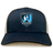 The Minneapolis Mayhem Rugby Retro Trucker Cap by EMB S&S Activewear features a navy and white design with the team’s embroidered logo, including a blue shield, flame graphic, and text. It is finished with a classic snapback closure for a comfortable fit.