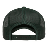 Rear view of the Leicester Tigers Retro Tucker Cap by EMB S&S Activewear in dark green, featuring an adjustable plastic snapback closure.