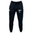 The Ventura Outlaws Rugby Leisure Sweatpant by Canterbury is a pair of black sweatpants made from recycled polyester, featuring a drawstring waist, with the "Victoria Outlaws Rugby" logo and a CCC logo. This item is branded as EMB Canterbury.