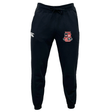 The EMB Canterbury Rye High School 10 Year Women's Leisure Sweatpant includes a drawstring, a logo on the right hip, and embroidery on the left thigh. Made from organic cotton for maximum comfort and sustainability, these sweatpants are perfect for rugby training.