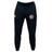 Liberty Lake Warriors Leisure Sweatpant by EMB Canterbury, crafted from recycled polyester fleece, featuring a Canterbury logo on the left thigh and a "Warriors Rugby Club" emblem on the right in black sustainable material.