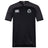 Missoula All-Maggots Vapodri Evader Jersey by EMB Canterbury: A black short-sleeved rugby jersey featuring a white EMB Canterbury logo on the right chest and a white circular Missoula All-Maggots emblem on the left chest. Designed with a subtle V-neck and crafted from moisture-wicking Vapodri fabric for comfort during intense play.