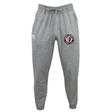 The Liberty Lake Warriors Leisure Sweatpant by Canterbury, available in gray, features a drawstring waist, the Canterbury logo, and an embroidered "Rugby Warriors" club badge on the front. It is crafted from recycled polyester fleece for a comfortable and environmentally friendly wear.