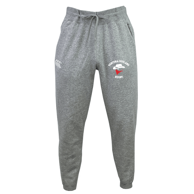 Ventura Outlaws Rugby Leisure Sweatpants by EMB Canterbury, crafted from organic cotton, feature a drawstring waist and logo designs on the front.