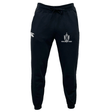 The Highlanders Rugby NC Leisure Sweatpant by EMB Canterbury sports two logos—one on the left thigh and another on the right thigh—and is crafted from recycled polyester fleece, offering a sustainable and cozy wear.