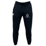 The Highlanders Rugby NC Leisure Sweatpant by EMB Canterbury sports two logos—one on the left thigh and another on the right thigh—and is crafted from recycled polyester fleece, offering a sustainable and cozy wear.