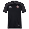 The Liberty Lake Warriors Vapodri Evader Jersey by EMB Canterbury is a black rugby jersey with short sleeves, featuring the white Canterbury logo on the right and a rugby club crest on the left. It is designed with moisture-wicking Vapodri technology to keep you dry and comfortable both on and off the field.