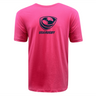 The USA Rugby Limited Edition Pink Supersoft Tee by WRS LAT features a navy blue USA Rugby logo and text, centered on the upper back.