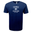 The WRS LAT Navy Blue France 6 Nations 2025 Champs Supersoft Tee showcases a white rooster and "France Champions Six Nations 2025", ideal for rugby fans.