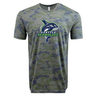 WRS LAT's Seattle Seawolves Camo Edition Supersoft T-Shirt features a stylized shark in blue and green colors.