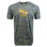 Celebrating 50 years, the WRS LAT USA Rugby 50th Anniversary Camo Edition Supersoft T-Shirt features a green camo design with a gold "50" logo and bold "USA RUGBY" text on the front.