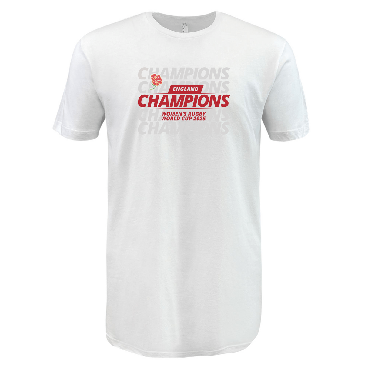 WRS LAT’s England WRWC '25 Champions Tee showcases “England Champions Women’s Rugby World Cup 2025” in bold red and gray—an essential for every England rugby fan ahead of the 2025 tournament.