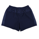 USA Rugby 25/26 Matchday Home Shorts by Macron in navy blue, featuring an elastic waistband, shown flat on a white background.