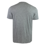 The USA Rugby 25 Leisure T-Shirt by Macron, in plain heather gray with short sleeves, is shown from the back against a white background.