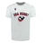 USA Rugby 25 Leisure T-Shirt by Macron: White tee with "USA Rugby" in red, an eagle rugby logo, and a black Macron logo on the upper left chest.
