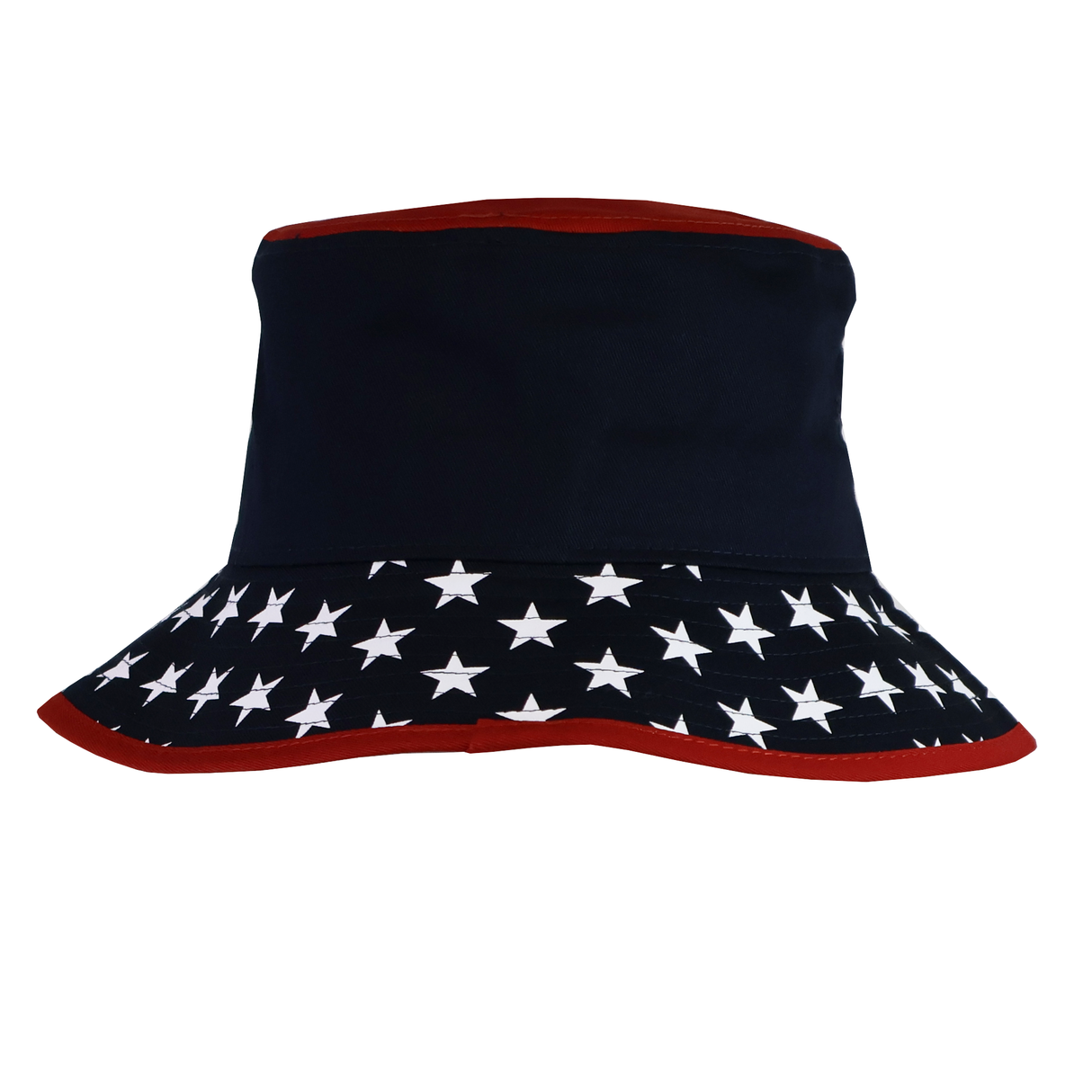 The USA Rugby 25 Bucket Hat by Macron showcases a stylish black design with a red brim and white stars on the bottom half, embodying the spirit of USA Rugby.