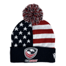 Show your team pride with the USA Rugby 25 Pom-Pom Beanie by Macron. This cozy beanie features a cuffed design, USA Rugby logo, and an American flag motif with stars on one half and stripes on the other.