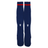 The USA Rugby M25/26 Away Socks by Macron are long navy socks with a red stripe near the top and a small centered white logo on each.