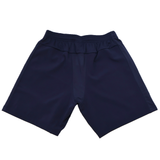 USA Rugby 25/26 Training Micro Bermuda shorts in navy blue by Macron, shown laid flat on a white background.