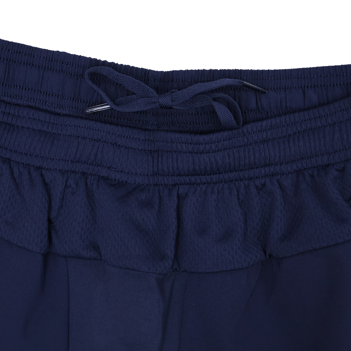 Close-up of the waistband on the USA Rugby 25/26 Training Micro Bermuda by Macron, showing its elastic band and drawstring—ideal for comfortable training.
