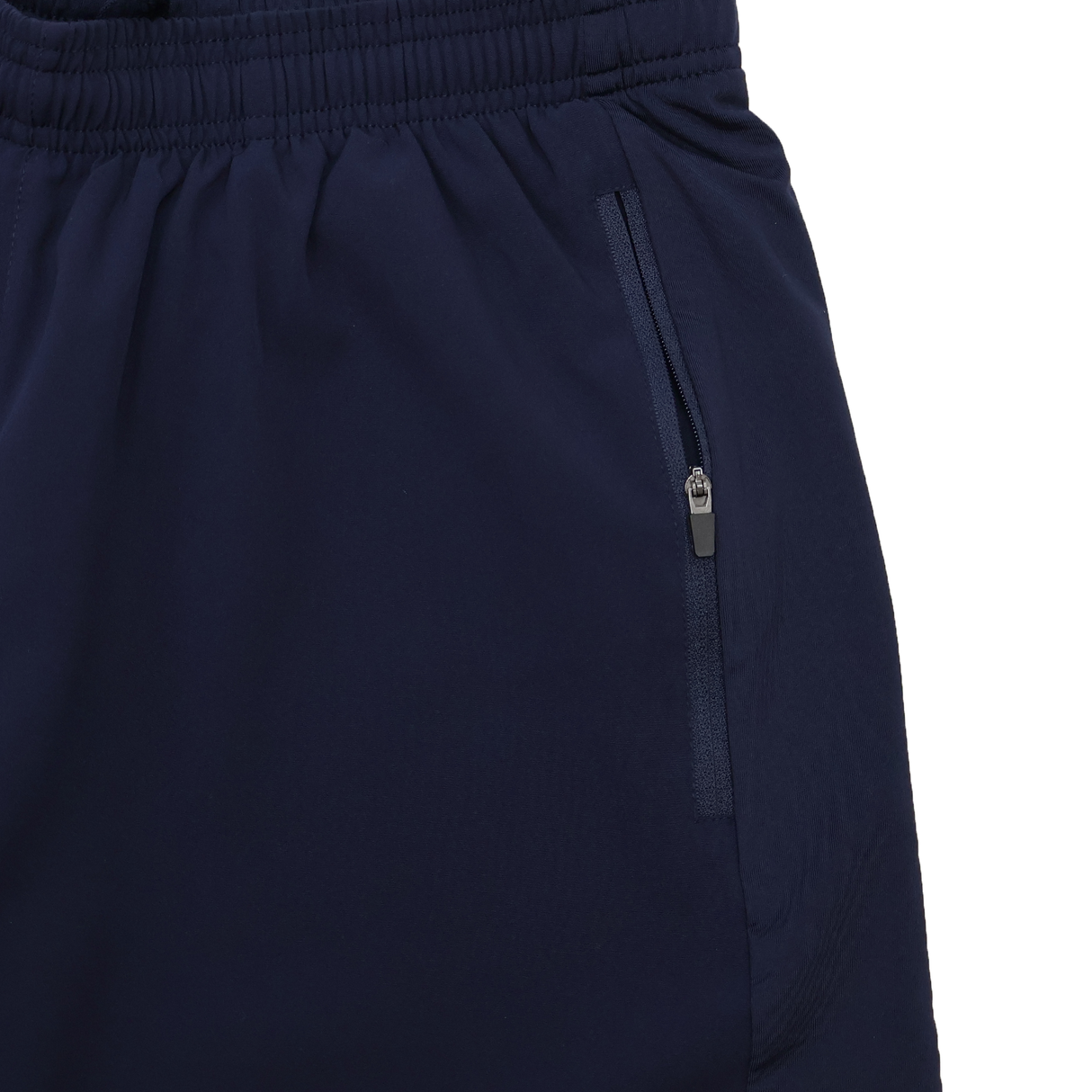 Close-up of the waistband and zippered pocket on the Macron USA Rugby 25/26 Training Micro Bermuda shorts.