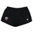 The Women's USA Rugby 25/26 Athletics Shorts by Macron feature a black quick-dry fabric, elastic waistband, USA Rugby logo on the left, and a white Macron logo on the right—ideal for women's athletic wear.
