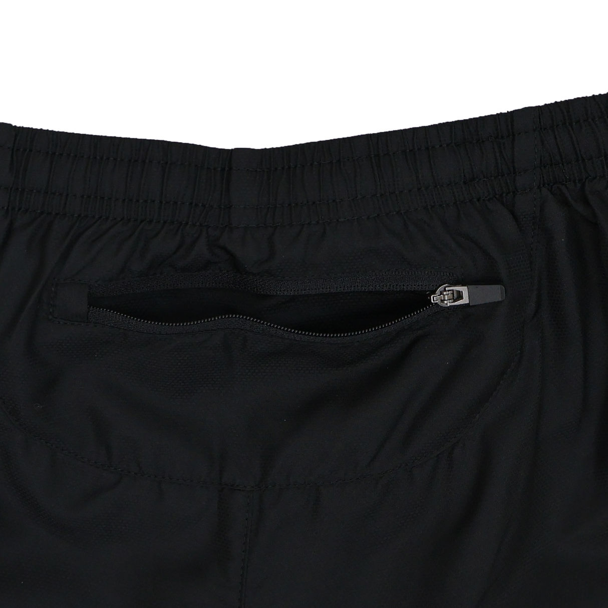 Close-up of Women's USA Rugby 25/26 Athletics Shorts by Macron in black, featuring a quick-dry fabric, elastic waistband, and zippered pocket—perfect for women's athletics.
