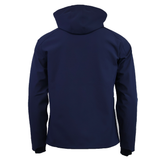 The USA Rugby 25/26 Athleisure Softshell Jacket by Macron is a navy blue, water-resistant jacket shown from the back, with long sleeves and a plain design.
