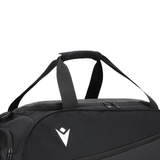 The USA Rugby 25/26 Athleisure Duffle Gym Bag by Macron features two carry handles, a zipper closure, and a white logo on the side, displayed against a white background.
