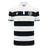 The Barbarians 25/26 Cotton Short Sleeve Home Jersey by Macron features black and white horizontal stripes, a white collar, cotton short sleeves, the Macron logo on the left chest, and a chevron on the right chest.