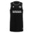 The Barbarians 25/26 Player Training Basketball Singlet by Macron is a sleeveless black singlet with white trim, featuring the Barbarians rugby logo and "BARBARIANS" on the front—ideal for fans and athletes to train in.