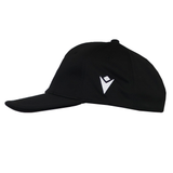 Barbarians 25/26 Baseball Cap by Macron, with a curved brim and white embroidered logo on the front left panel, shown in a stylish side profile.