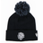 The Barbarians 25/26 Pom-Pom Beanie by Macron features a black knit design with a white embroidered monogram logo and emblem on the cuff, inspired by the classic Barbarians beanie.