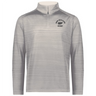 The EMB Augusta Nations of Rugby New Zealand Pursuit 1/4 Zip Pullover is light gray with "New Zealand Rugby" and a fern logo printed on the upper left chest.