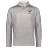 The EMB Augusta Nations of Rugby Canada Pursuit 1/4 Zip Pullover in light gray features "CANADA RUGBY" and a red maple leaf logo—perfect for Rugby Canada and Nations of Rugby fans.