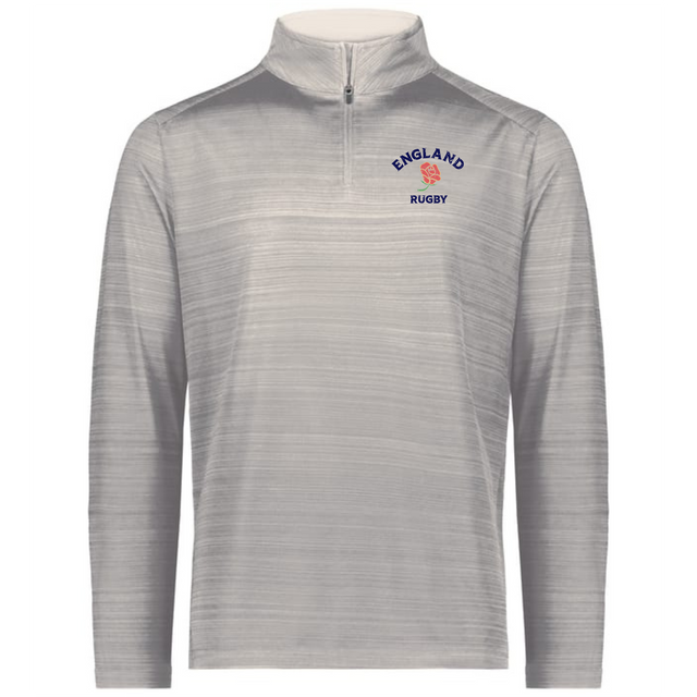 Support England Rugby in style with the EMB Augusta Nations of Rugby England Pursuit 1/4 Zip Pullover, featuring "England Rugby" and a red rose emblem on the left chest.