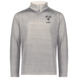 The EMB Augusta Nations of Rugby Fiji Pursuit 1/4 Zip Pullover is a light gray long-sleeve featuring "FIJI RUGBY" and a palm tree logo on the left chest.