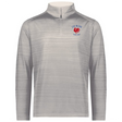 The EMB Augusta Nations of Rugby Les Bleus Pursuit 1/4 Zip Pullover, in light gray, features "LES BLEUS FRANCE RUGBY" and a red rooster logo on the left chest—ideal for passionate fans.