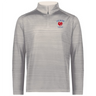 The EMB Augusta Nations of Rugby Les Bleus Pursuit 1/4 Zip Pullover, in light gray, features "LES BLEUS FRANCE RUGBY" and a red rooster logo on the left chest—ideal for passionate fans.