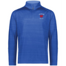 The EMB Augusta Nations of Rugby Les Bleus Pursuit 1/4 Zip Pullover is a blue long-sleeve featuring "LES BLEUS FRANCE RUGBY" and a red emblem on the left chest.