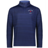 Show your support in the EMB Augusta Nations of Rugby England Pursuit 1/4 Zip Pullover—navy blue, long sleeves, with "ENGLAND RUGBY" and the red rose logo on the left chest. Perfect for devoted fans!.