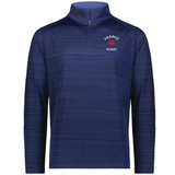 Support Rugby France with the EMB Augusta Nations of Rugby France Pursuit 1/4 Zip Pullover—navy blue, featuring "France Rugby" and a red rooster logo on the left chest. A standout from the Nations of Rugby collection.
