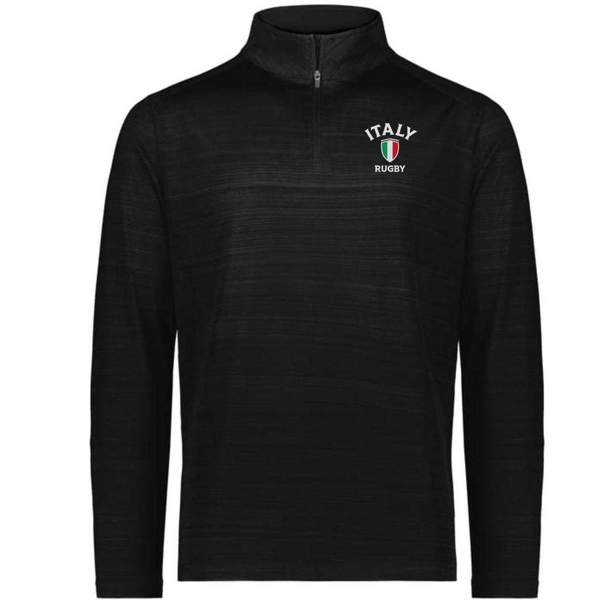 The EMB Augusta Nations of Rugby Italy Pursuit 1/4 Zip Pullover features "Italy Rugby" and a shield logo embroidered on the left chest—ideal for showing your rugby pride.