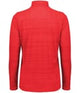 Back view of EMB Augusta Women's Nations of Rugby Japan Pursuit 1/4 Zip Pullover, a bright red long-sleeve jacket with high collar, shown against a plain white background.
