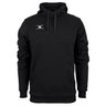 The Photon Hoodie by Gilbert features a black fleece-lined design, front pocket, drawstrings, and a small white embroidered Gilbert logo on the left chest—combining comfort and style.